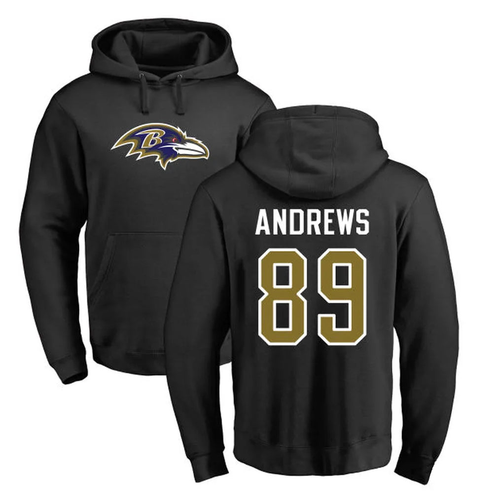 B.Ravens #89 Mark Andrews Player Black Pullover Hoodie Ldoa Stitched Jerseys