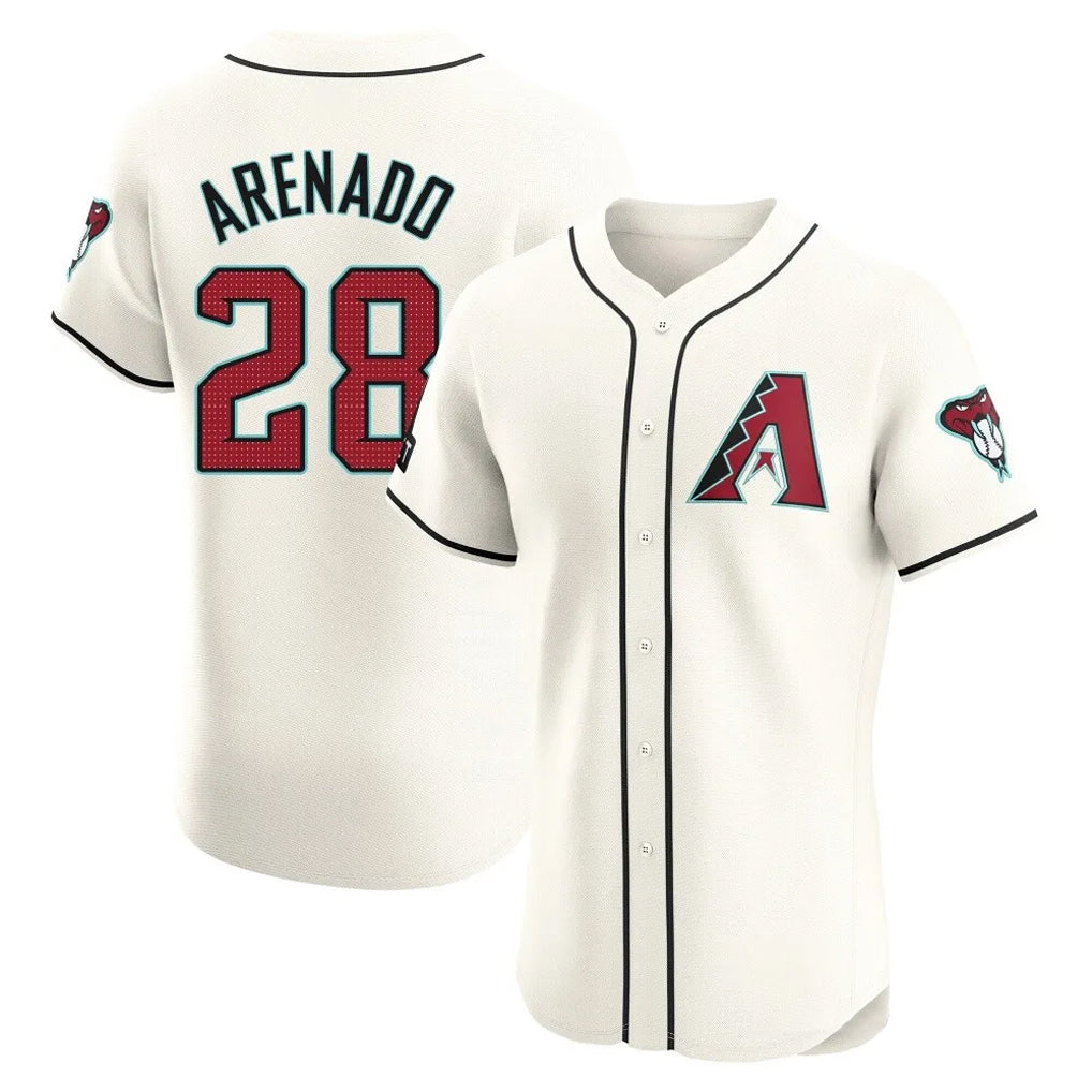 A.Diamondbacks #28 Nolan Arenado Player Cream Limited Elite Home Game Ldoa Stitched Jerseys
