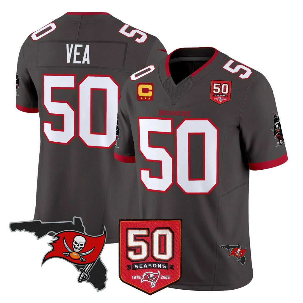 TB.Buccaneers #50 Vita Vea Player Pewter Limited 2026 Season Vapor F.U.S.E. Home Game Ldoa Stitched Jerseys