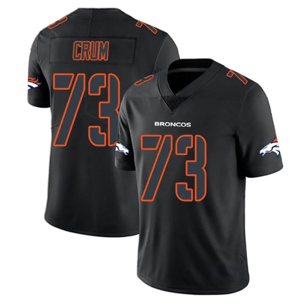 D.Broncos #73 Frank Crum Player Black Impact Limited Game Ldoa Stitched Jerseys