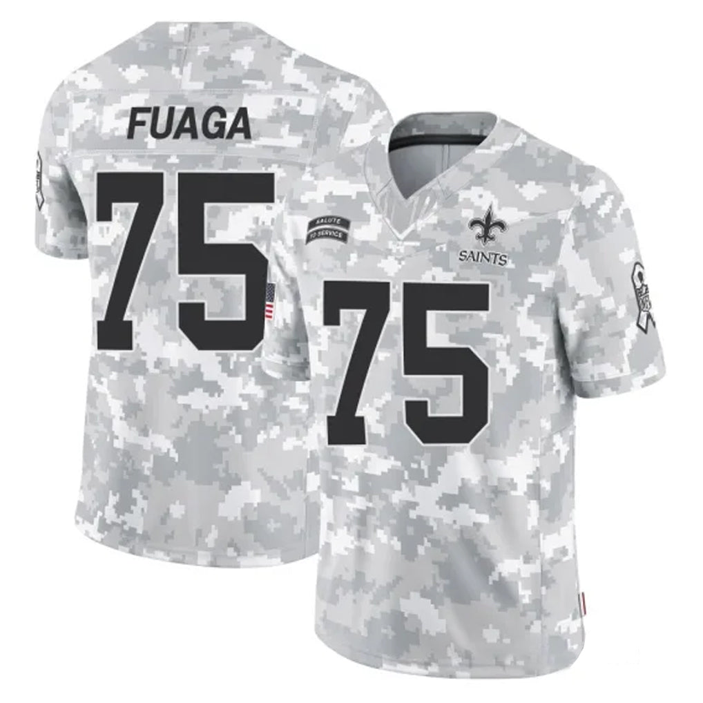 NO.Saints #75 Taliese Fuaga Player Arctic Camo Salute To Service Limited Game Ldoa Stitched Jerseys