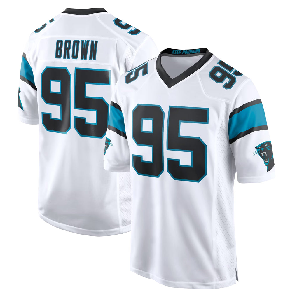 C.Panthers #95 Derrick Brown Player White Home Game Ldoa Stitched Jerseys