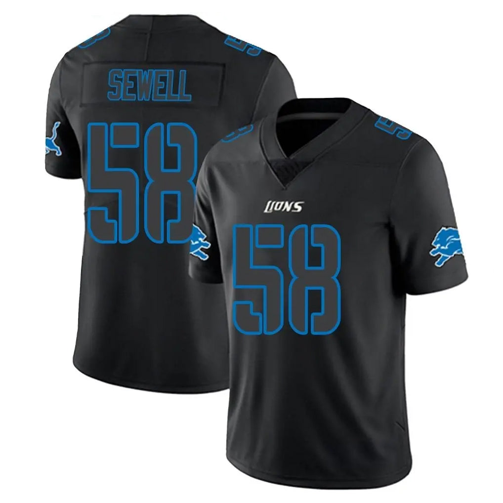 D.Lions #58 Penei Sewell Player Black Impact Limited Home Game Ldoa Stitched Jerseys