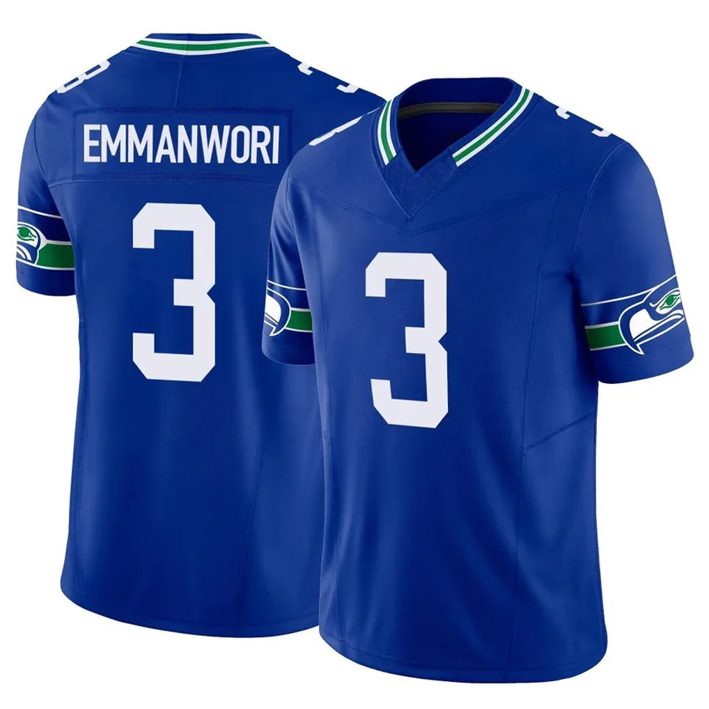 S.Seahawks #3 Nick Emmanwori Player Royal Limited Throwback Vapor F.U.S.E. Home Game Ldoa Stitched Jerseys