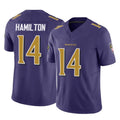 B.Ravens #14 Kyle Hamilton Player Purple Vapor F.U.S.E. Limited Home Game Ldoa Stitched Jerseys