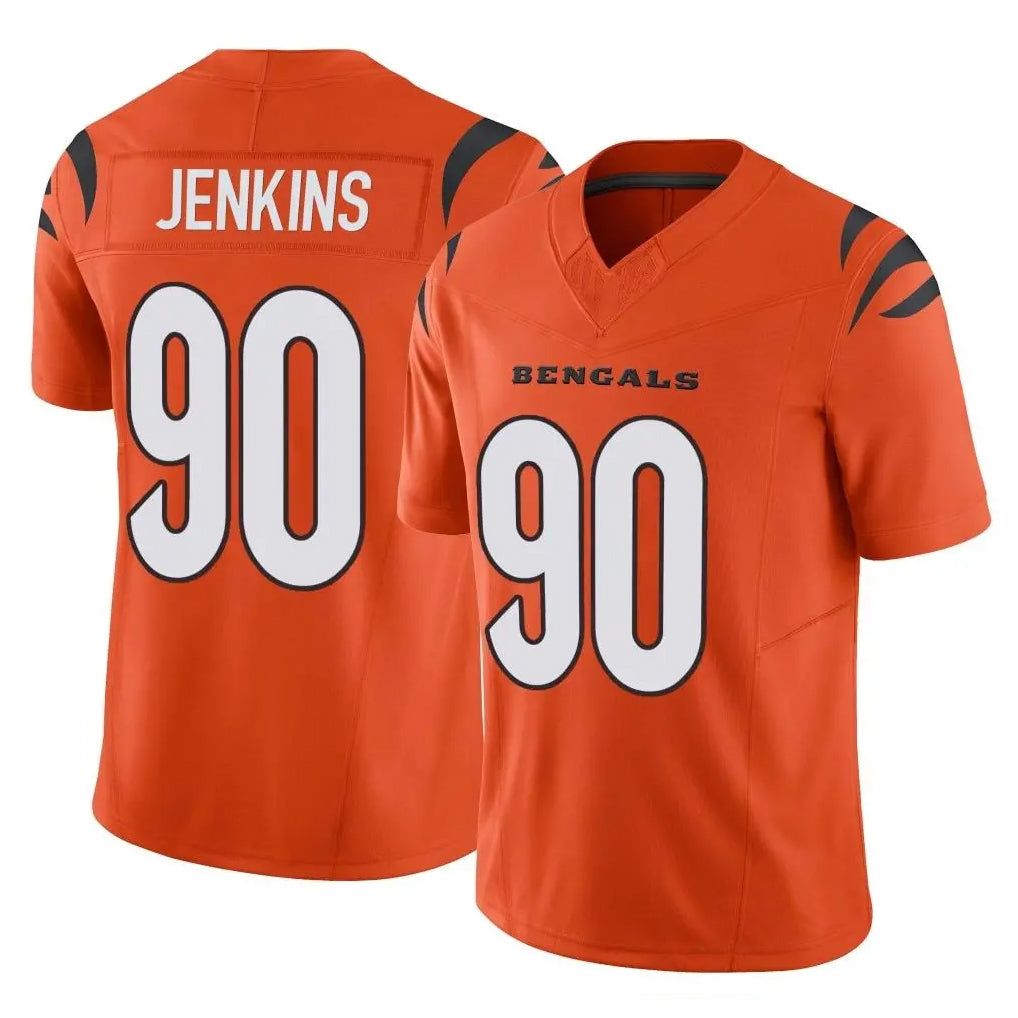 C.Bengals #90 Kris Jenkins Jr Player Orange Vapor F.U.S.E. Limited Home Game Ldoa Stitched Jerseys