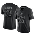 SF.49ers #27 Ji'Ayir Brown Player Black Limited Reflective Home Game Ldoa Stitched Jerseys