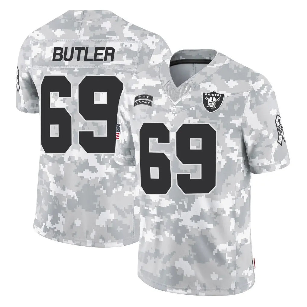 LV.Raiders #69 Adam Butler Player Arctic Camo Salute To Service Limited Game Ldoa Stitched Jerseys
