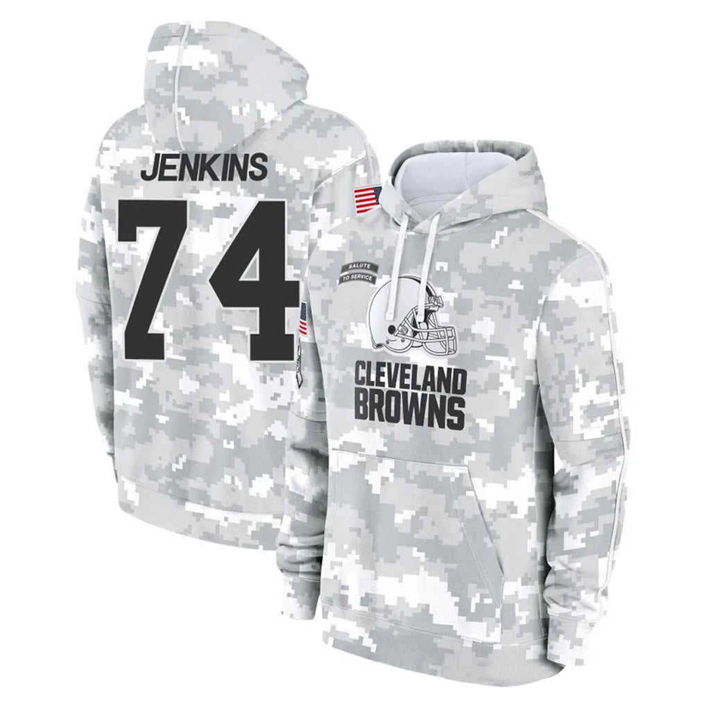 C.Browns #74 Elgton Jenkins Player Arctic Camo Salute to Service Hoodies Limited Game Ldoa Stitched Jerseys