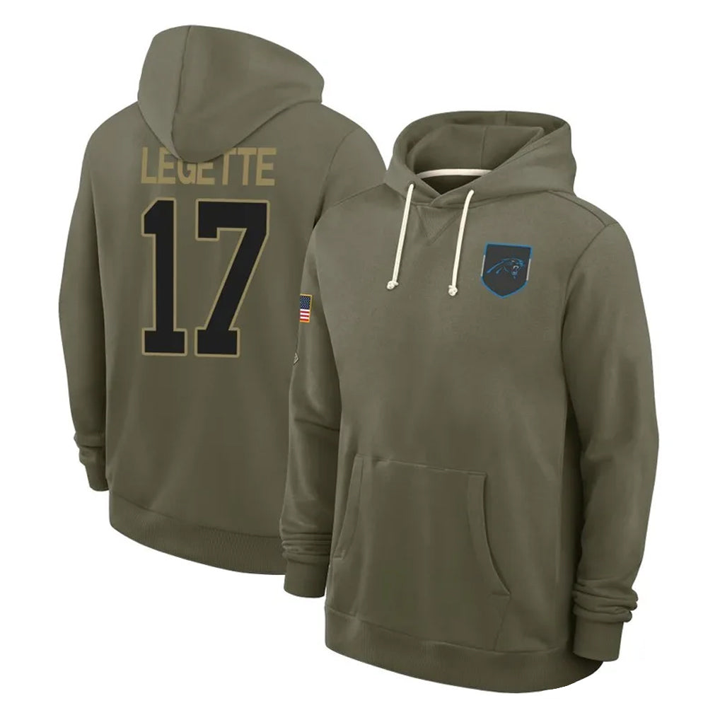 C.Panthers #17 Xavier Legette Player Olive Salute to Service Hoodies Game Ddoa Ldoa Stitched Jerseys