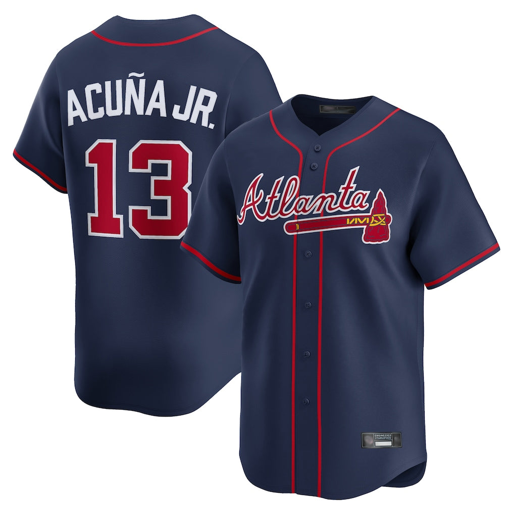 A.Braves #13 Ronald Acuna Jr Player Navy Limited Home Game Ldoa Stitched Jerseys
