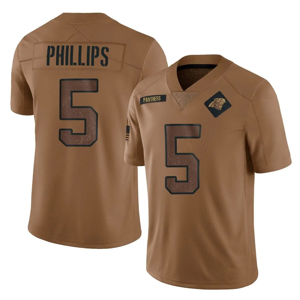 C.Panthers #5 Jaelan Phillips Player Brown Salute to Service Limited Ldoa Stitched Jerseys