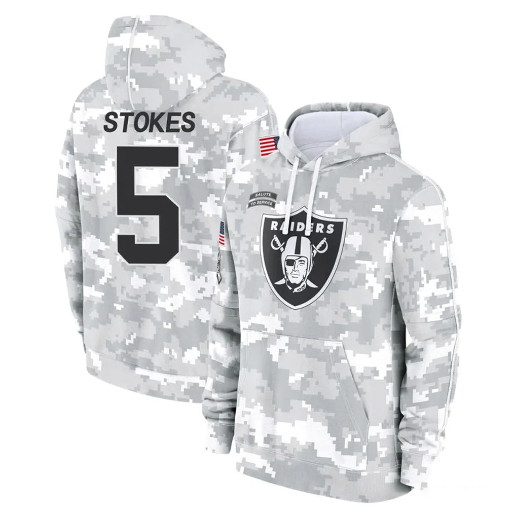 LV.Raiders #5 Eric Stokes Player Arctic Camo Salute to Service Hoodies Limited Game Ldoa Stitched Jerseys