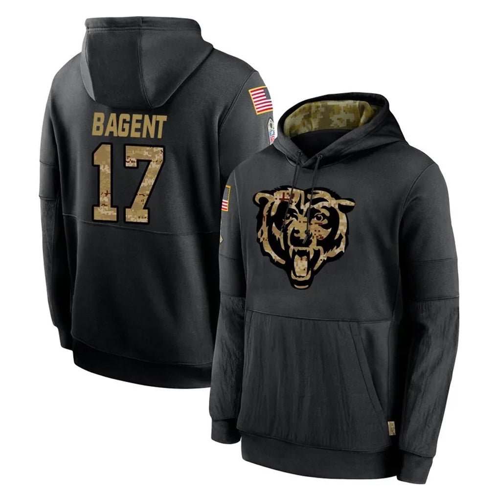 C.Bears #17 Tyson Bagent Player Black Salute to Service Pullover Hoodies Limited Ldoa Stitched Jerseys