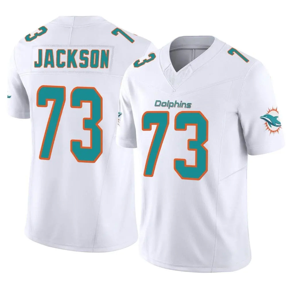 M.Dolphins #73 Austin Jackson Player White Limited Vapor F.U.S.E. Home Game Ldoa Stitched Jerseys