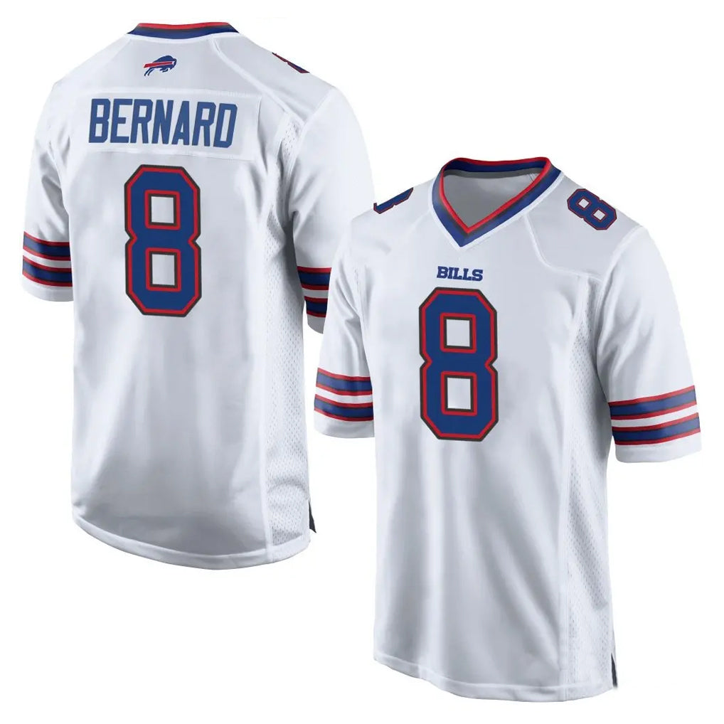 B.Bills #8 Terrel Bernard Player White Home Game Ldoa Stitched Jerseys