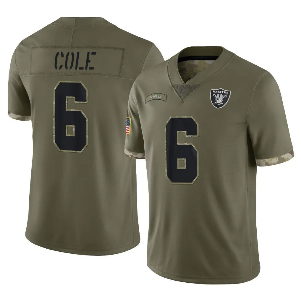 LV.Raiders #6 A.J. Cole Player Olive Salute To Service Limited Ldoa Stitched Jerseys