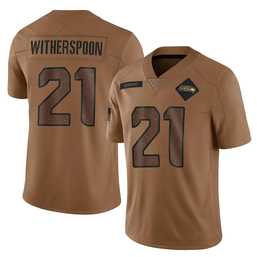 S.Seahawks #21 Devon Witherspoon Player Brown Limited Salute To Service Home Game Ldoa Stitched Jerseys