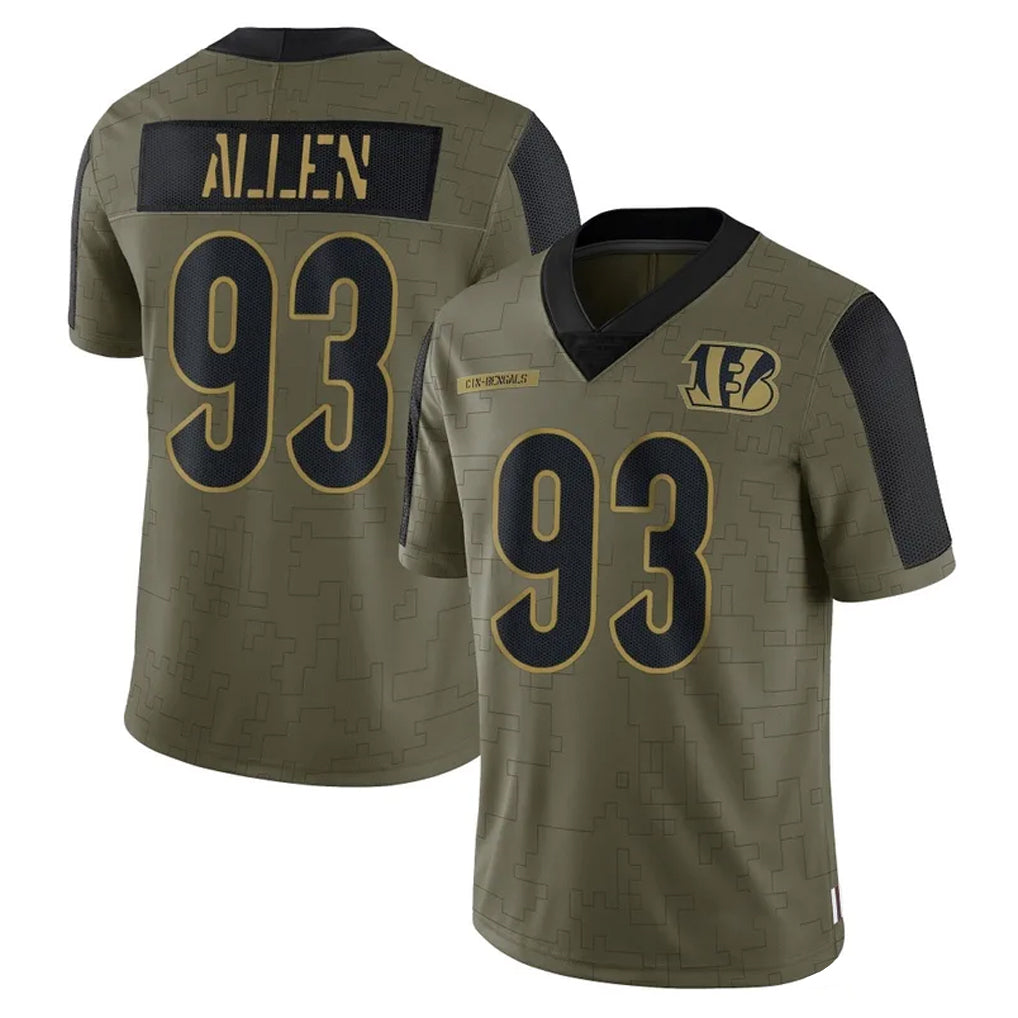 C.Bengals #93 Jonathan Allen Player Olive Salute to Service Game Ldoa Stitched Jerseys