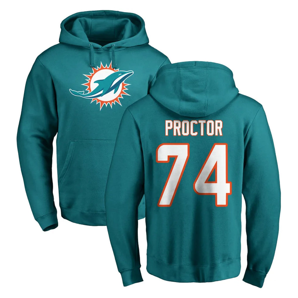 M.Dolphins #74 Kadyn Proctor Player Aqua LOGO Pullover Hoodies Limited Ldoa Stitched Jerseys