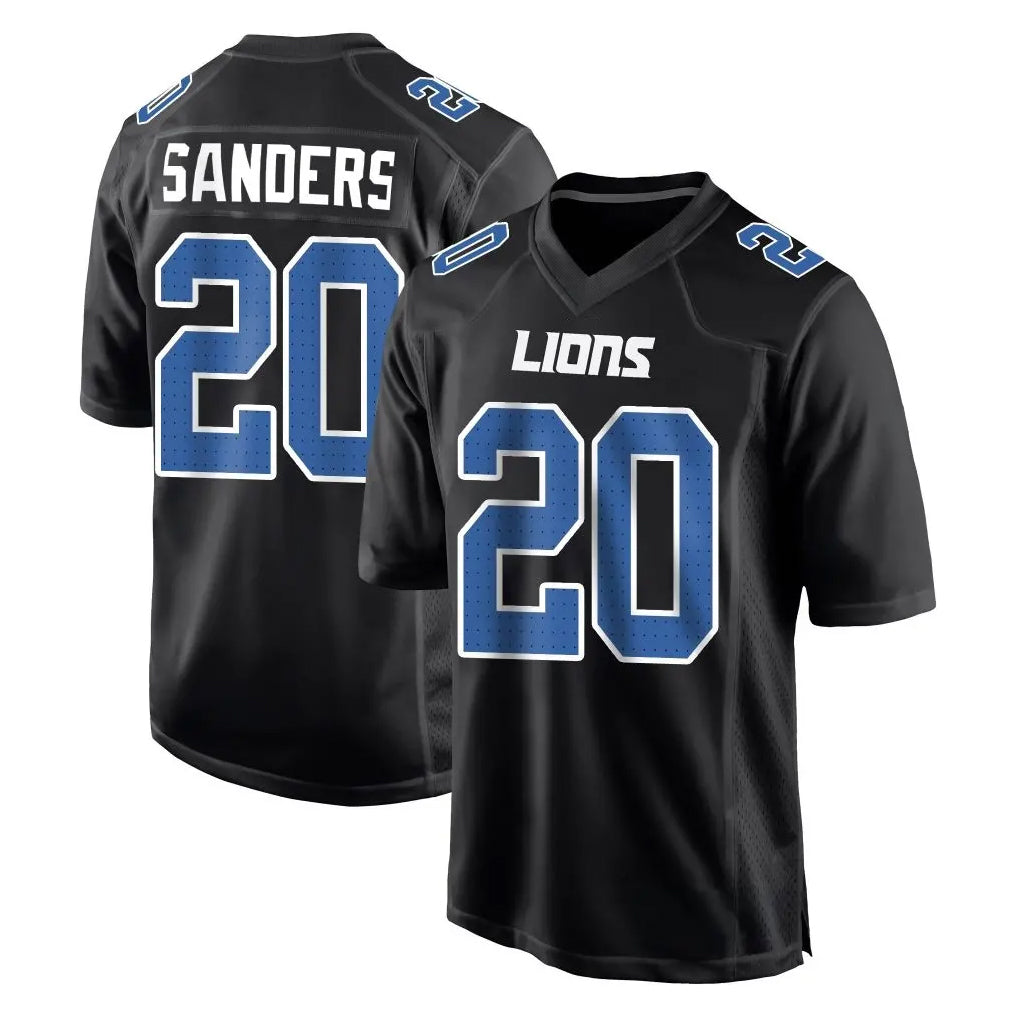 D.Lions #20 Barry Sanders Player Black Fashion Home Game Ldoa Stitched Jerseys
