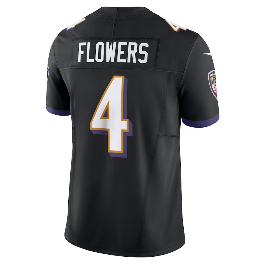 B.Ravens #4 Zay Flowers Player Black Vapor F.U.S.E. Limited Home Game Ldoa Stitched Jerseys