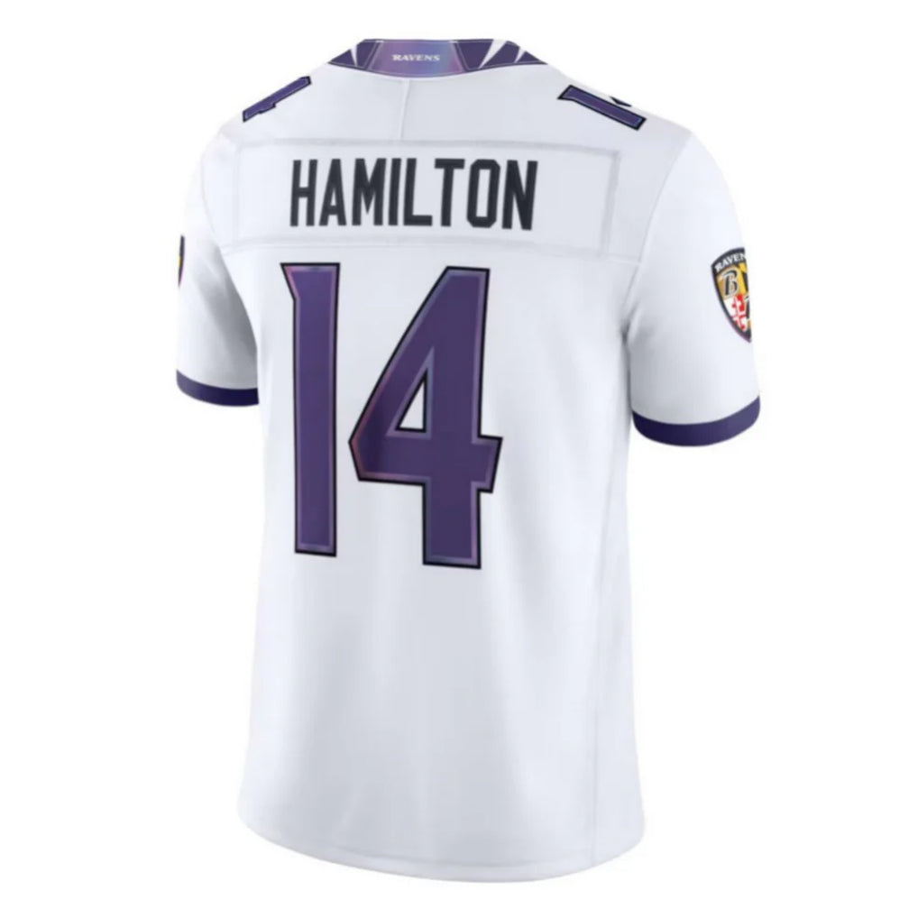 B.Ravens #14 Kyle Hamilton Player White Limited Elite Home Game Ldoa Stitched Jerseys