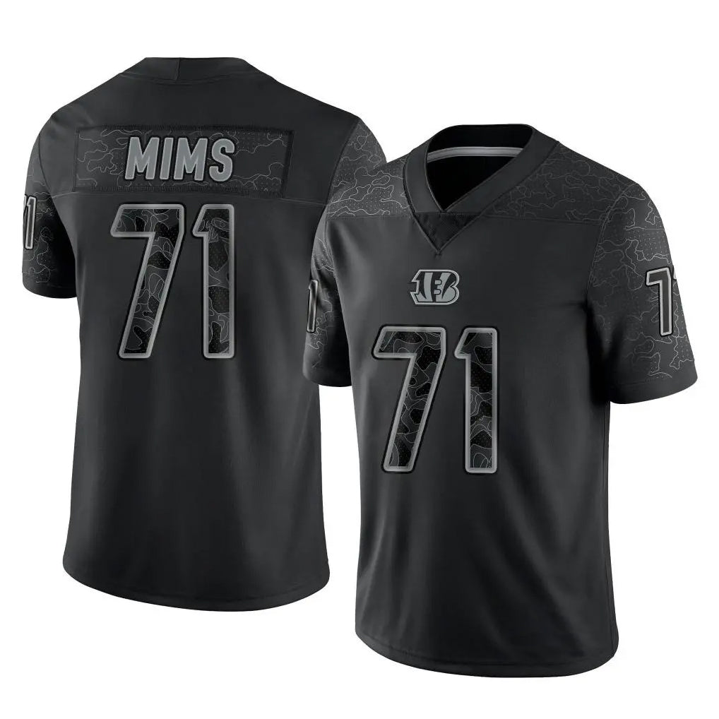 C.Bengals #71 Amarius Mims Player Black Reflective Limited Game Ldoa Stitched Jerseys
