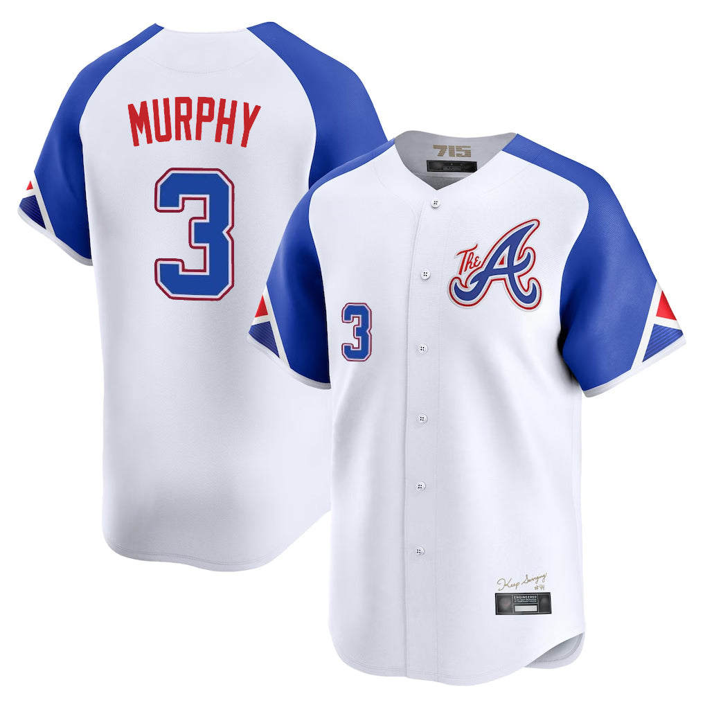 A.Braves #3 Dale Murphy Player White City Connect Limited Home Game Ldoa Stitched Jerseys