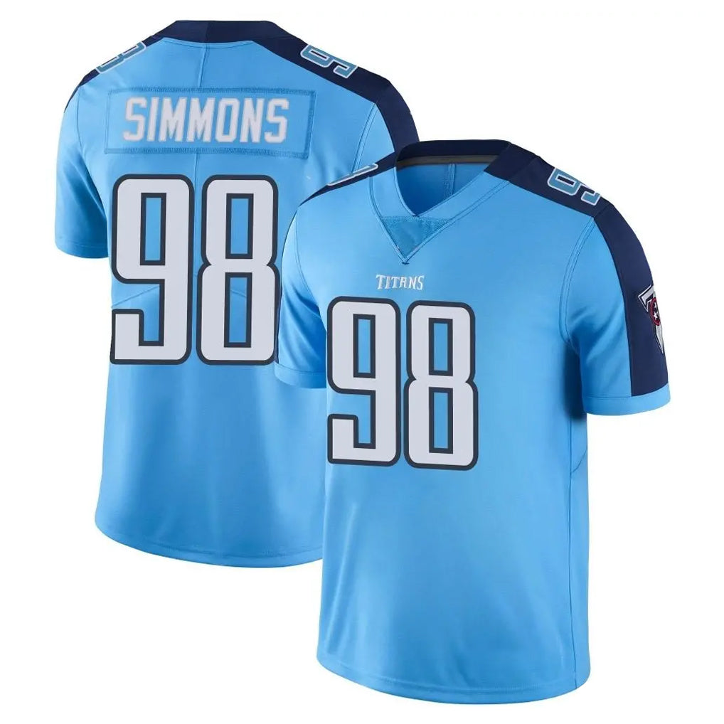 T.Titans #98 Jeffery Simmons Player Light Blue Limited Color Rush Home Game Ldoa Stitched Jerseys