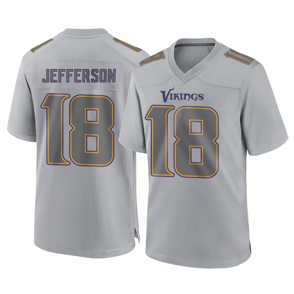 M.Vikings #18 Justin Jefferson Player Gray Atmosphere Fashion Home Game Ldoa Stitched Jerseys