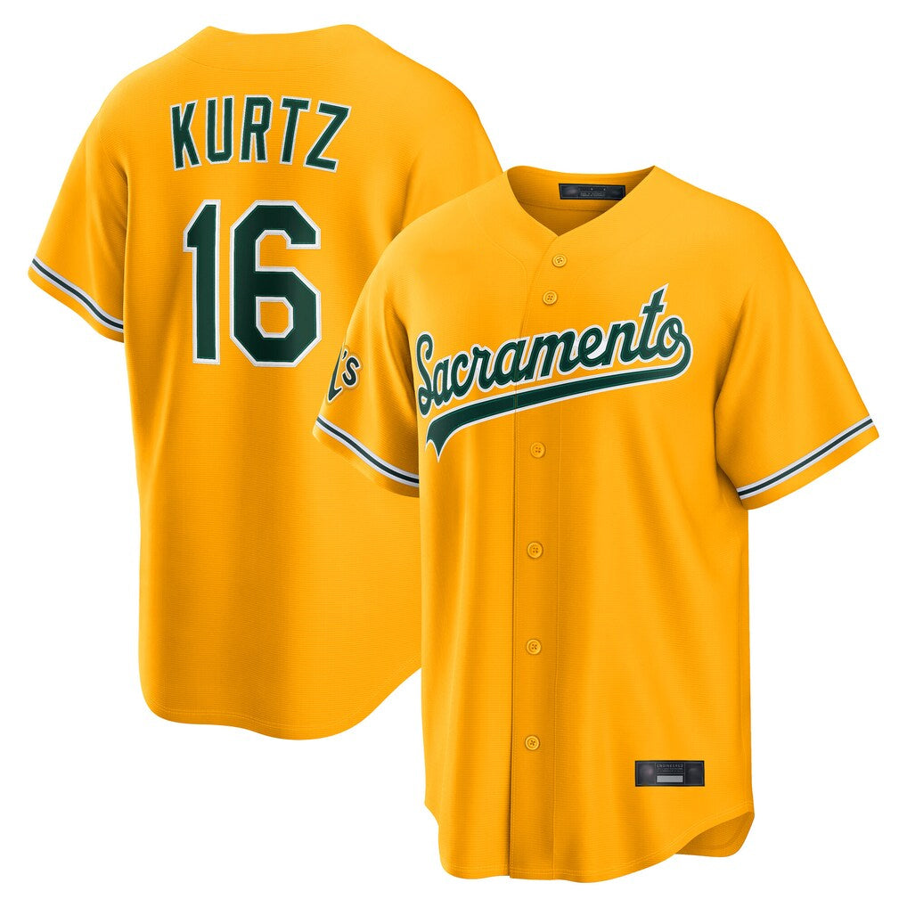 Athletics #16 Nick Kurtz Player Gold Home Game Ldoa Stitched Jerseys