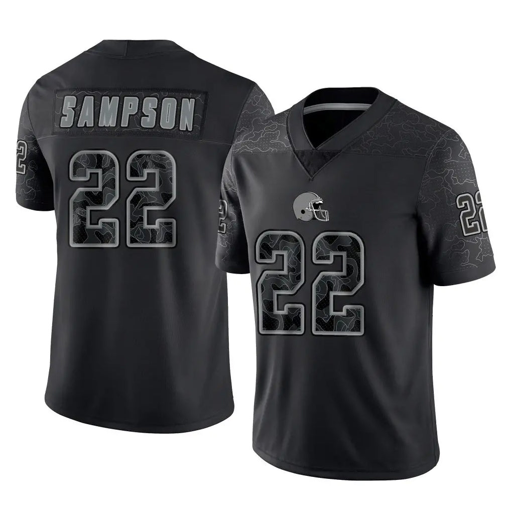 C.Browns #22 Dylan Sampson Player Black Reflective Home Game Ldoa Stitched Jerseys