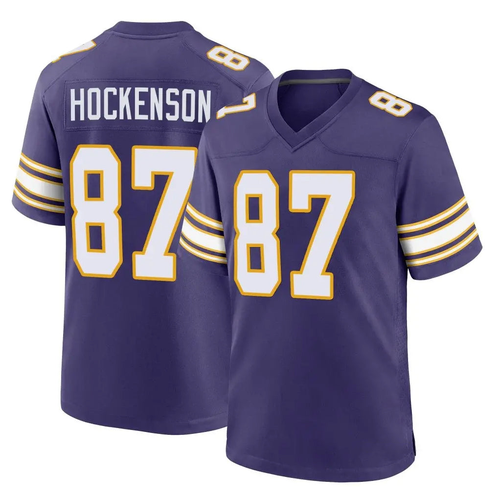 M.Vikings #87 T.J. Hockenson Player Purple Classic Home Game Ldoa Stitched Jerseys