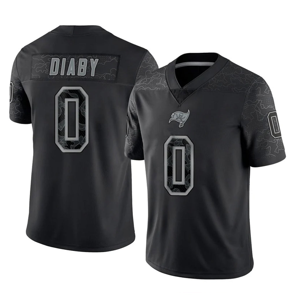 TB.Buccaneers #0 Yaya Diaby Player Black Reflective Limited Home Game Ldoa Stitched Jerseys