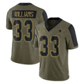 D.Cowboys #33 Javonte Williams Player Olive Salute to Service Limited Home Game Ldoa Stitched Jerseys