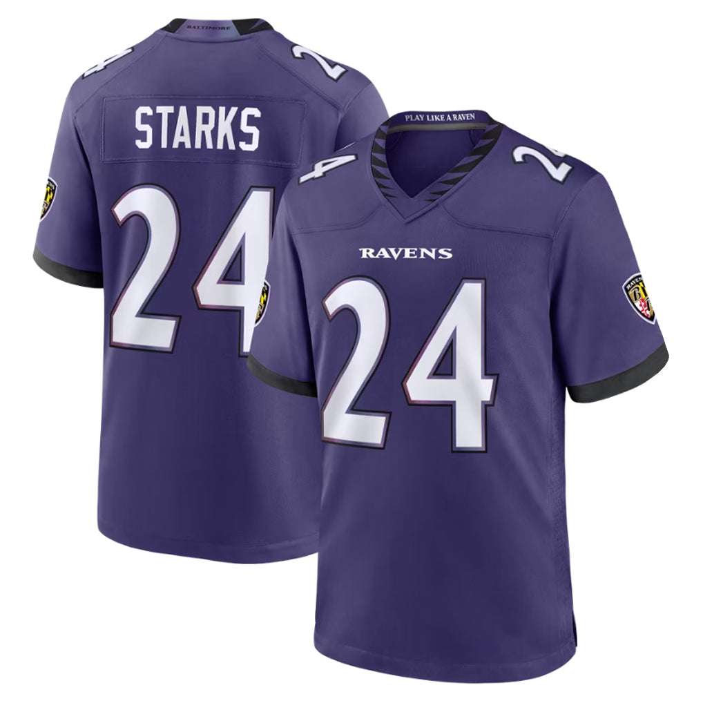 B.Ravens #24 Malaki Starks Player Purple Limited Home Game Ldoa Stitched Jerseys