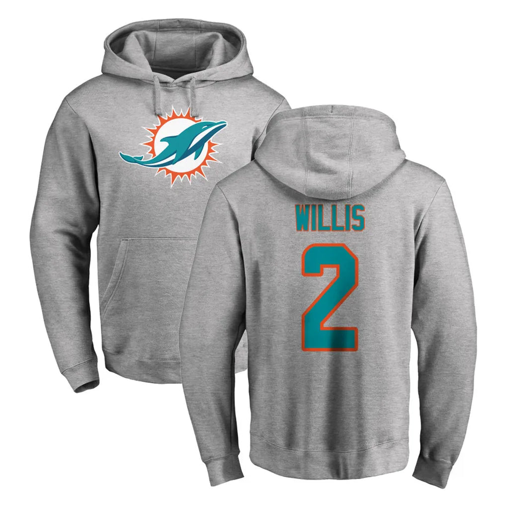 M.Dolphins #2 Malik Willis Player Gray LOGO Pullover Hoodies Limited Ldoa Stitched Jerseys