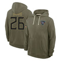 T.Titans #26 Marcus Harris Player Olive Salute to Service Hoodies Home Game Ldoa Stitched Jerseys