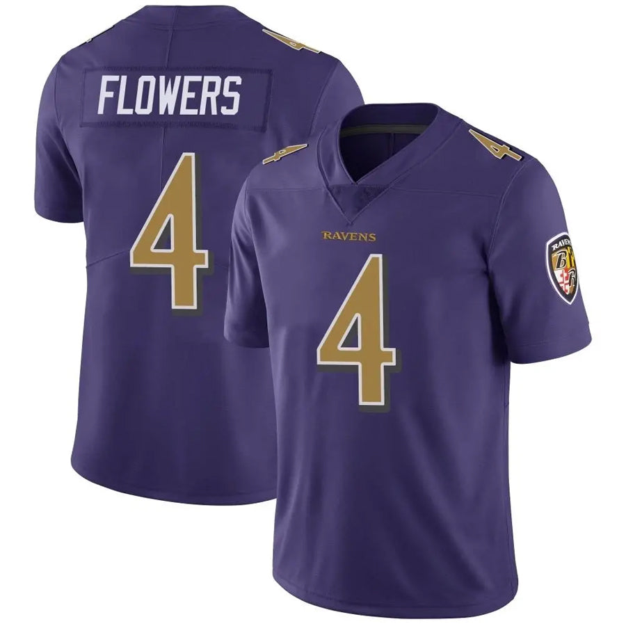 B.Ravens #4 Zay Flowers Player Purple Color Rush Vapor Untouchable Limited Home Game Ldoa Stitched Jerseys