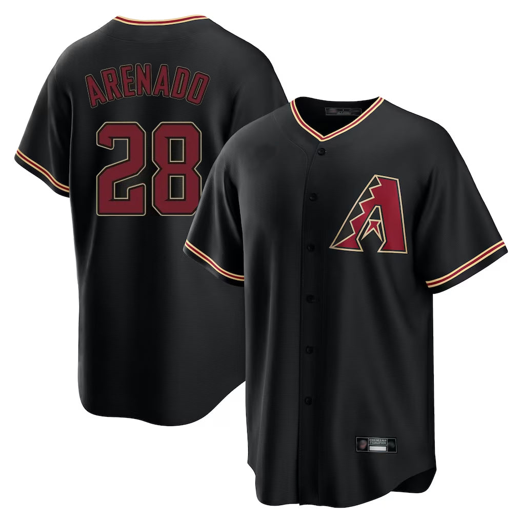 A.Diamondbacks #28 Nolan Arenado Player Black Limited Home Ldoa Stitched Jerseys