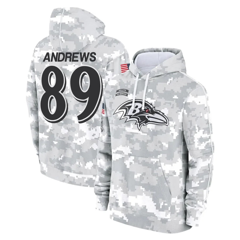B.Ravens #89 Mark Andrews Player Arctic Camo Salute To Service Hoodie Ldoa Stitched Jerseys