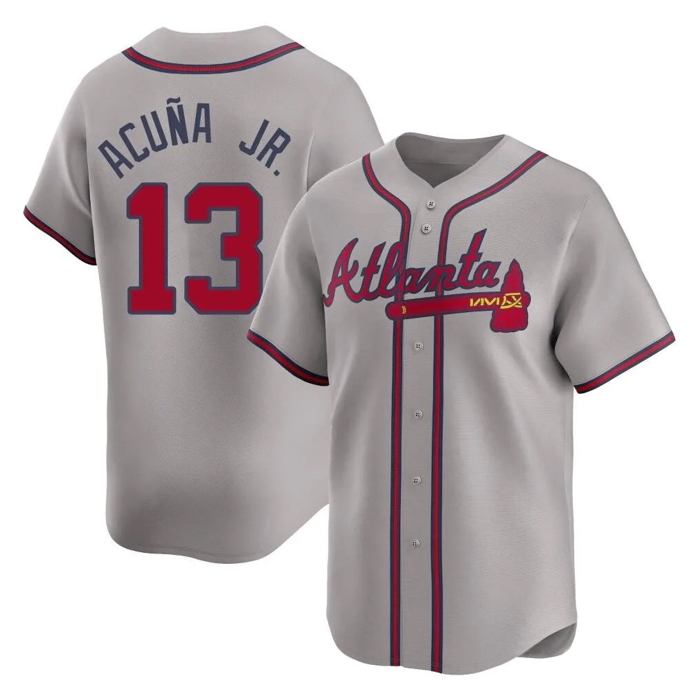 A.Braves #13 Ronald Acuna Jr Player Gray Limited Home Game Ldoa Stitched Jerseys