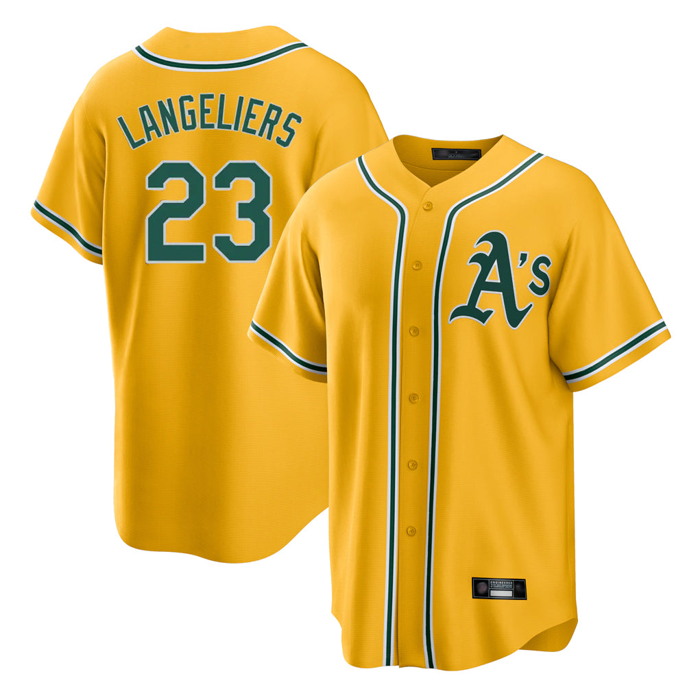 Athletics #23 Shea Langeliers Player Gold Alternate Home Game Ldoa Stitched Jerseys