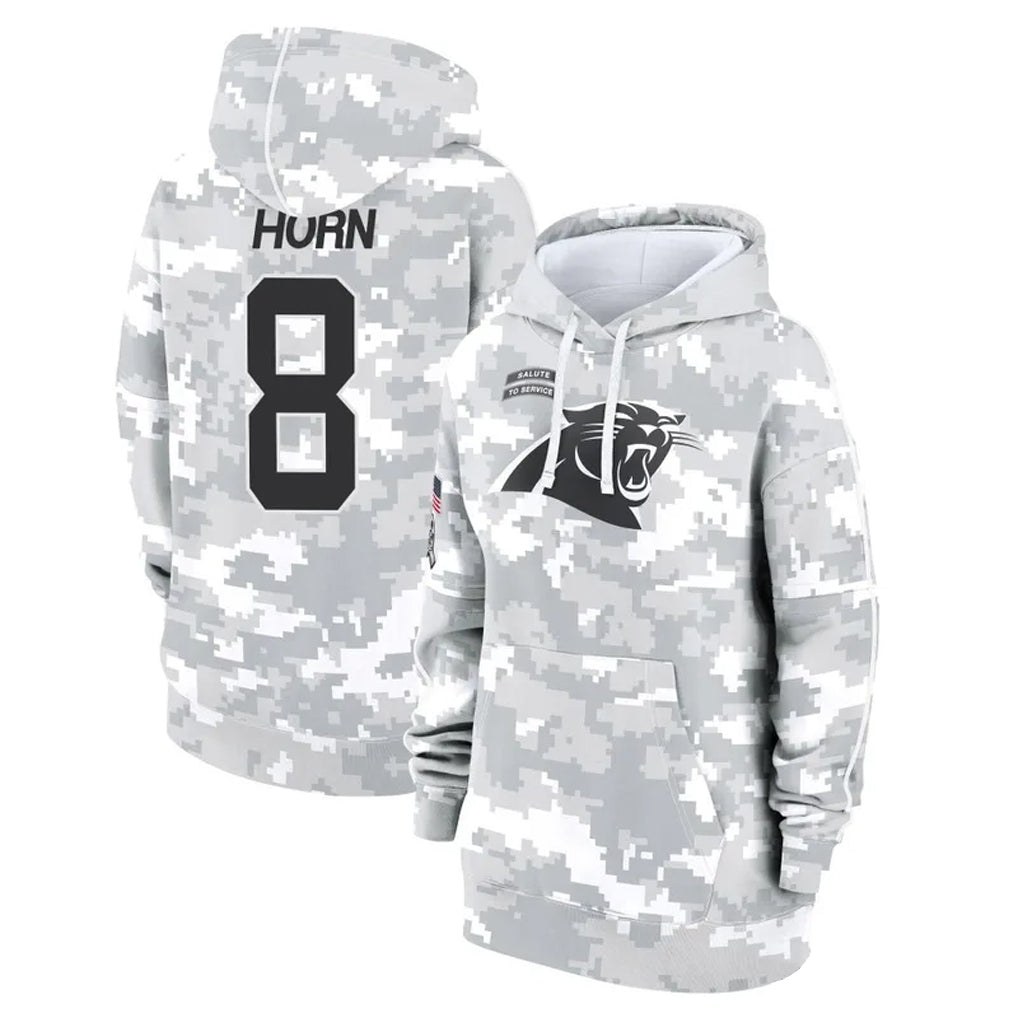 C.Panthers #8 Jaycee Horn Player Arctic Camo Salute to Service Hoodies Ldoa Stitched Jerseys