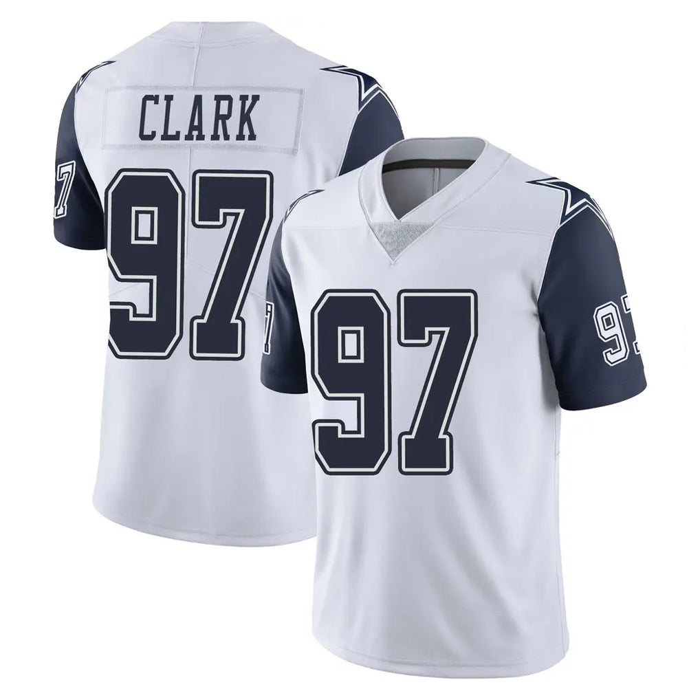 D.Cowboys #97 Kenny Clark Player White-Navy Limited Color Rush Vapor Untouchable Home Game Ldoa Stitched Jerseys