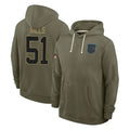 C.Panthers #51 Sam Mills Player Olive Salute to Service Hoodies Game Ldoa Stitched Jerseys