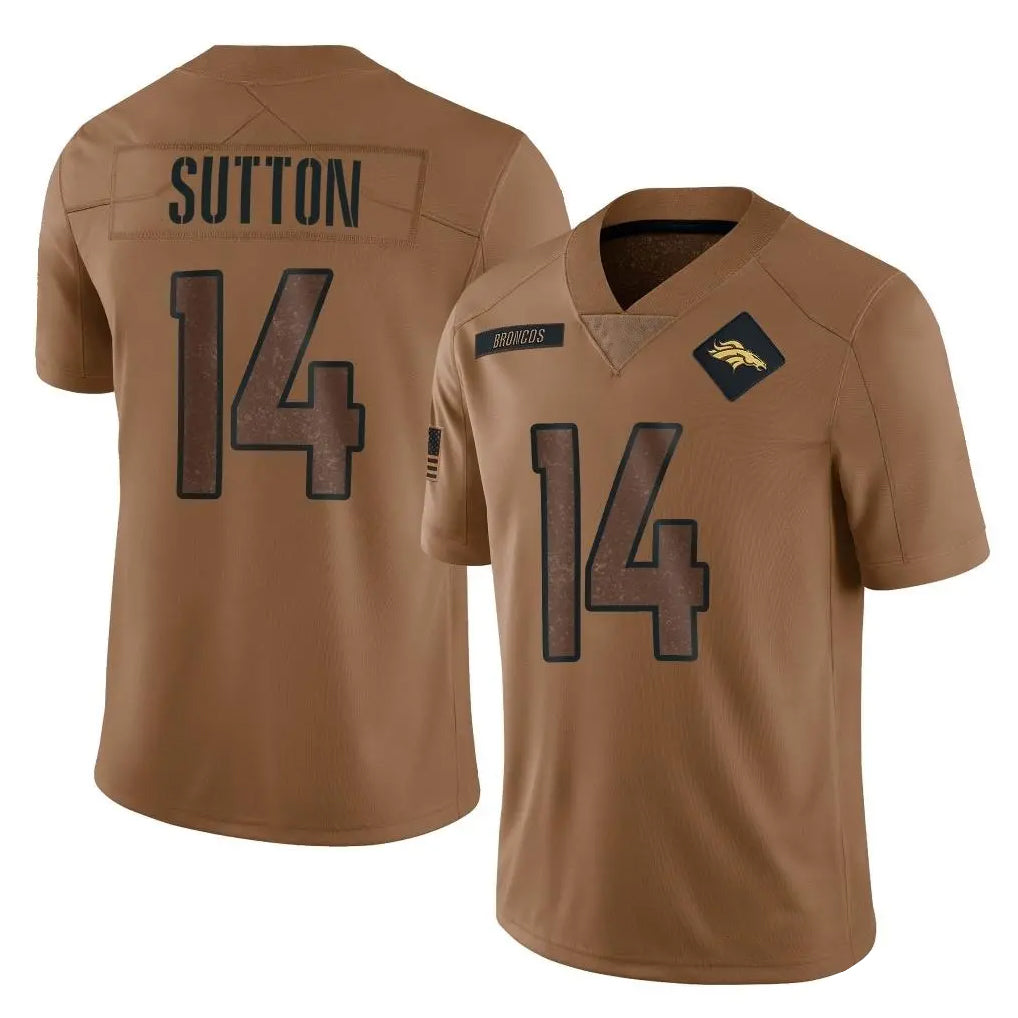 D.Broncos #14 Courtland Sutton Player Brown Salute To Service Limited Ldoa Stitched Jerseys