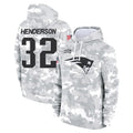 NE.Patriots #32 TreVeyon Henderson Player Arctic Camo Salute to Service Pullover Hoodies Limited Game Ldoa Stitched Jerseys