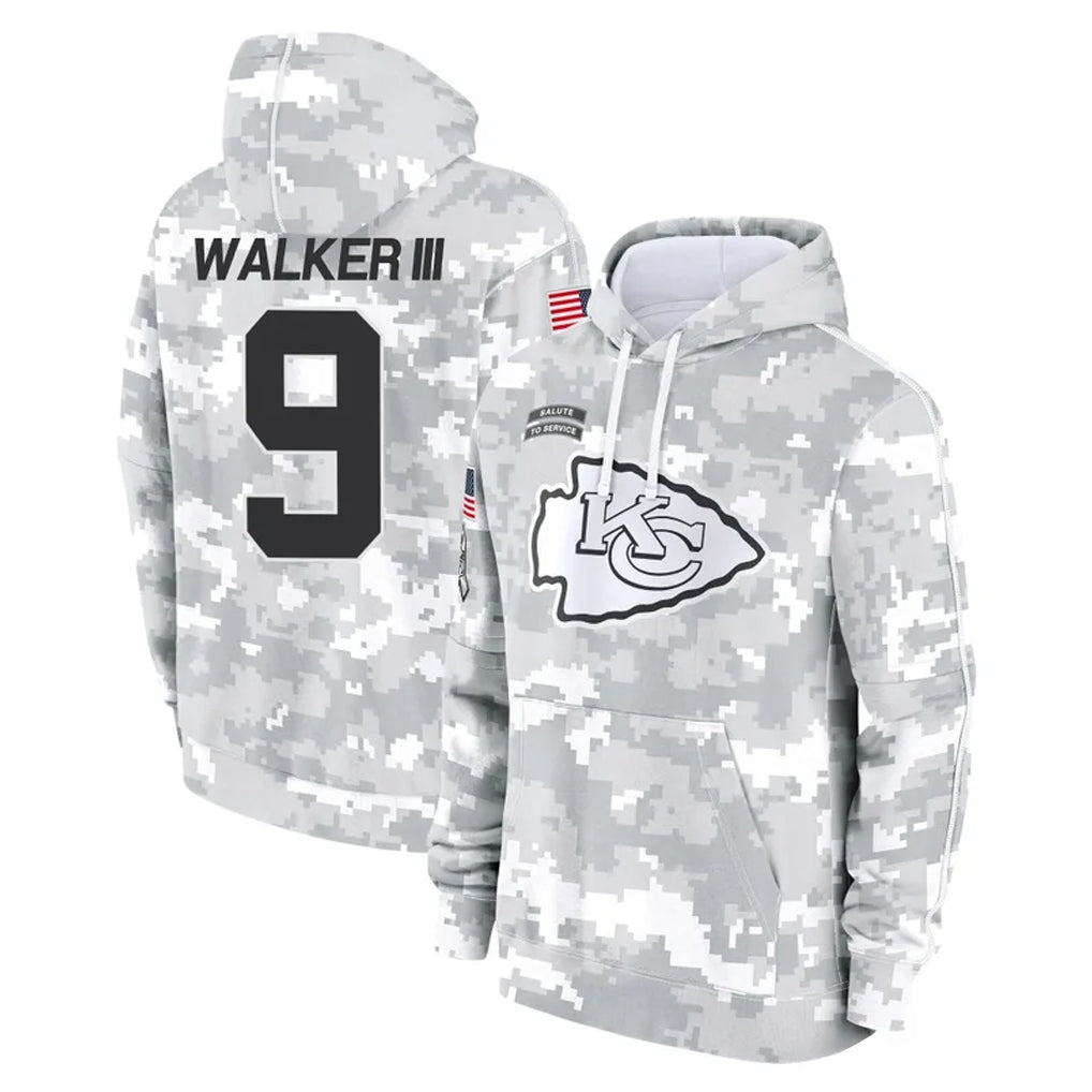 KC.Chiefs #9 Kenneth Walker III Player Arctic Camo Salute to Service Hoodies Limited Game Ldoa Stitched Jerseys